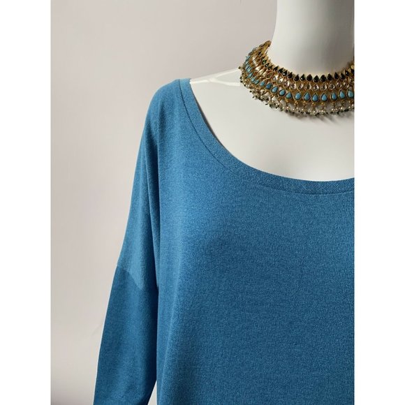 UGET Womens Tunic Sweater Blue Long Sleeve Scoop Neck Pullover XXL - Picture 4 of 11